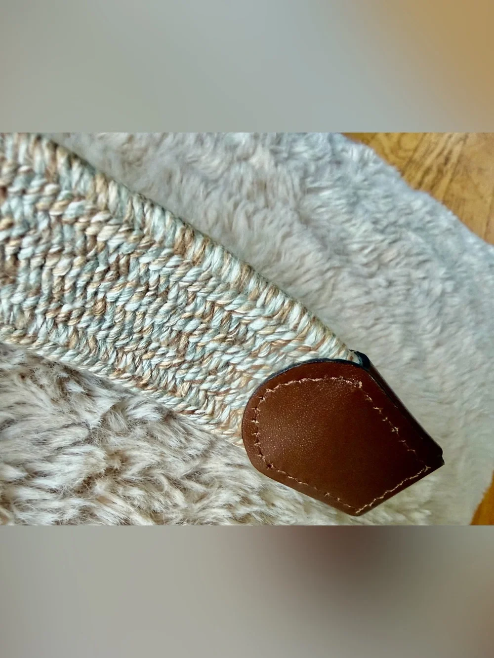 Roundtree & Yorke Men’s Woven Stretch Belt Beige Brown Leather Size 44